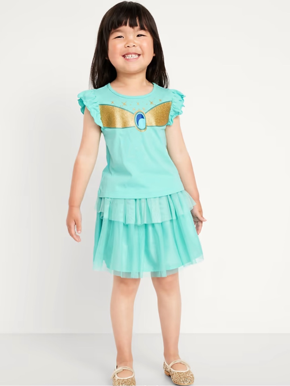 NWT Old Navy Disney Princess Jasmine Girls Tee and Skirt Matching Set 4T